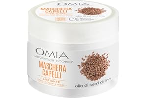 Omia, Maschera Per Capelli Eco Bio Con Olio di Semi di Lino, Trattamento Ristrutturante Per Capelli Fragili e Secchi, Maschera per Lavaggi Frequenti, Azione Fortificante, Senza Siliconi e SLES, 250ml