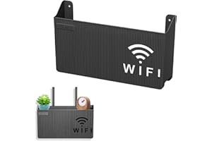 YEJAHY Scatola portaoggetti per router WiFi, montaggio a parete, per soggiorno, TV, scaffale da parete, per decorare la casa (nero)