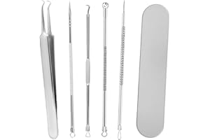 DUXMUZZ Blackhead Remover Tool Kit, 5PCS Comedone Extractor Tweezers Pimple Spot Popper Removal Tool