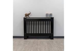 Airwave Radiator Cover Vertical Line Style Painted MDF Black Radiator Heating Cover (Medium)