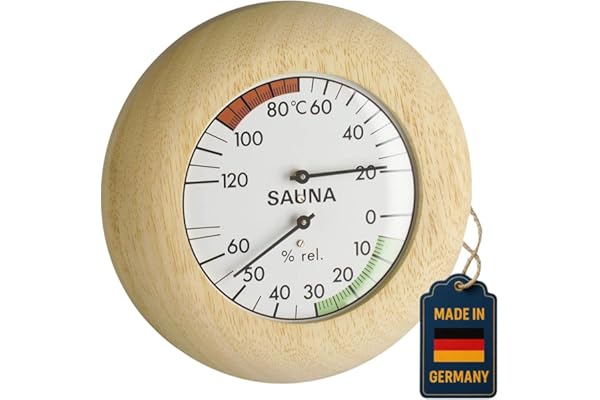 TFA Dostmann Thermomètre-Hygromètre pour sauna, 40.1028, en bois, résistant à la chaleur, température/humidité, accessoire de sauna, marron