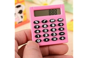 POWER TOOL Powertool Mini Calculatrice de Poche Portable pour l'école, Les Enfants, la Maison, Le Bureau, Les infirmières, l'énergie Solaire/Batterie – Affichage à 8 Chiffres (Rose, 1 pièce)