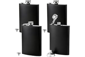 TEBERY Lawei Lot de 4 Flasques étanches Flasque Alcool en acier inoxydable avec entonnoir gratuit Pour Voyage Pêche Camping Escalade, 240ml