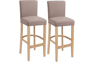 LANSHENG Fundas para Taburetes de Bar, Elásticas Lavables Extensibles y Extraíbles para Silla de Comedor Giratoria Corta Silla de Bar Taburete (Arena, 2 Piezas)