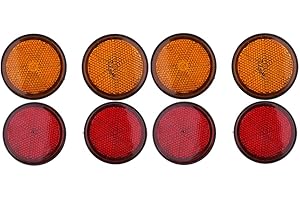 Gazechimp 8 Pack 2 inch 55mm Round Reflector for Motorcycle ATV Dirt Bikes Universal (Red & Orange)