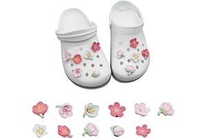 Aikeis Juego de 11 hebillas de zapatos de flores de cerezo rosa a la moda, juego de decoración, regalo adecuado para mujeres y niños, Plástico