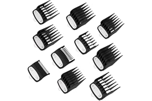 BESTBOMG 10 Piezas de Guía Juego de Peine Guía Compatible con Wahl Cortapelos, Peines de Límite Guía de Acero Inoxidable de negro Peine Recortador Depelo Eléctrica 45.5mm B x 38.5mm H