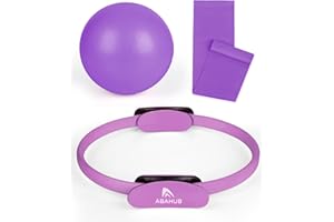 ‎ABAHUB Abahub Pilates Ring Set, 35CM Magic Circle, 25CM Mini Ball, Stretchbänder,Home Pilates Ausrüstung, für Frauen Heimtraining, für Kraft, Flexibilität, Stabilität und Körperstraffung, Lila Set