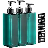 Segbeauty Shampoo Flaschen, 3 Stück 500 ml leere Pumpflasche, Nachfüllbare Seifenspender plastik, Shampoo Spülung Duschgel Sp