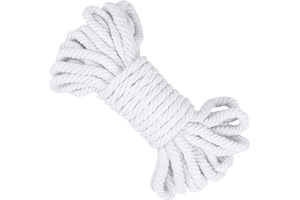 LEREATI 10mm Macrame Cord 10m Thick Macrame Rope Soft Cotton Rope, Natural Cotton Twine String for Macrame Plant Hanger, Wall Hanging, Knitting, DIY Crafts, Gardening, Decoration (White)