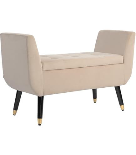 FineBuy Bankje Stof/Massief Hout 125 x 51 x 38 cm Grijs | Chesterfield Zitbankje Slaapkamer Eetkamer | Gangbankje Maximaal draagvermogen: 200 kg