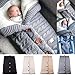 Produktbild Unisex Baby Schlafsack, Bag Schlafsack Winter-Abnehmbare Ärmel Baby Kids Kleinkind Dicke Strick Weiche warme Fleece Decke Swaddle Schlafsack Schlafsack Kinderwagen für Babys 0-18 Jahren (grau)