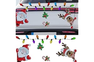 JoyFan 22Pcs Christmas Reflective Car Magnets Set Colorful Bulb Light Magnets with 6 Magnet Wire Refrigerator Garage Magnet Decals for Xmas Holiday Birthday Car Mailbox Decoration