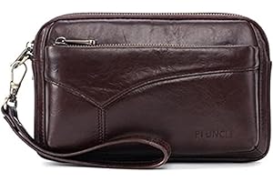 HEBETAG Xieben Vintage Cuir Sac à Main Portefeuille D'embrayage Pour Hommes Phone Holder Embrayage Sac De Poignet Wristlet Poche à Monnaie Business Vintag