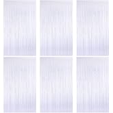White Tinsel Curtain, Metallic Foil Fringe Curtains, 6 Pieces Shiny Metallic Birthday Curtain, Aluminium Foil Curtains Golden