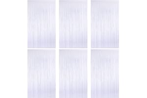 O-KINEE Cortina de Oropel Blanco,Metálica Foil Fringe Cortinas Flecos,6 Piezas Brillante Metálico Cortina Cumpleaños,Aluminio Lamina Cortinas Dorada Fiesta Puerta Ventanas Decoración(1m*2m)