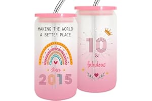 ZYPHORIA 10 Year Old Girl Gift,10th Birthday Gifts for Girls 2025,Happy 10th Birthday Cups With Lids and Straws Gift Ideas,Fashion Gifts for Her,Thoughtful Presents for 10 Year Old Daughter,Niece,Sister-1PACK