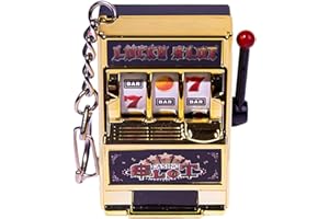 WUSJCOF Mini Juego,Amuleto de Casino,Jackpot,Decoración Creativa para Autos,Ranura para Fruta,Arcade Game,Llavero Tragaperras,Regalo de Cumpleaños para Hombres y Mujeres (dorado)