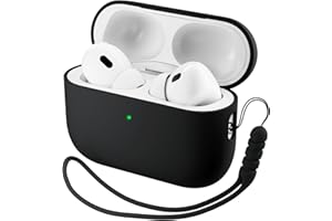 ORNARTO Etui na AirPods Pro 3 (2025), Premium Płynny Silikon (Nieodkształcalne Twarde Wnętrze), ze smyczą i narzędziem do zdejmowania, etui kompatybilne z AirPods Pro 3. generacji, czarne