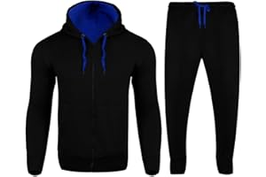 H&F GIRL H&F Men's Tracksuit Contrast Cord Set Contrast Gym Fleece Zip Hoodie Top Bottoms Jogging Joggers Exercise Running Sport Tracksuit Size S-5XL