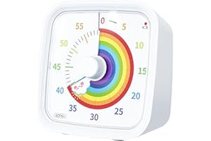 Yunbaoit Wizualny timer tęczowy z etui ochronnym, 60-minutowy minutnik, dla dzieci i dorosłych, ciche narzędzie do zarządzania czasem (biała tęcza)
