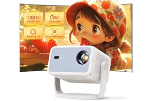 Proyector 4K Nativo 1080P con Android TV, proyector LYNCAST L018Pro, con WiFi y Bluetooth, rotación de 360° al Aire Libre, Enfoque automático y obstáculos y Altavoz de 30 W
