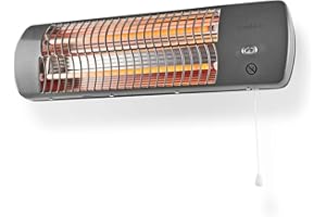 Nedis HTBA10GY Chauffage de salle de bain | 1200 W | Thermostat réglable | 2 modes de chaleur | X4 | Gris