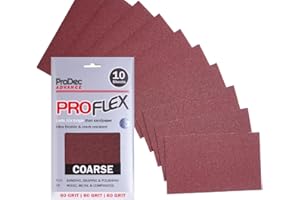 ProDec Advance 10 Sheets Coarse Grade 60 Grit Proflex Ultra Flexible Crack Resistant Aluminium Oxide Abrasive Sanding Paper for Sanding Wood, Paint, Plaster, Filler, Metal & More, 9" x 5.5",230x140mm