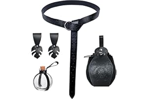 MVFEUIJ Costume de nécromancien d'Halloween, accessoire de vêtements médiévals, vêtements viking, ceinture médiévale avec sac, biberon, passant de ceinture, pour cosplay, costume de sorcière,