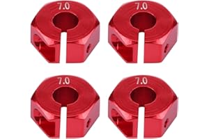 VGEBY Adaptador de Cubo de Rueda, Conversión de extensión de Adaptador de Cubo RC Universal de 12 mm para Coche RC a Escala 1/10(7 mm- Rojo) Model Car Accessories