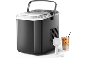 VPCOK DIRECT Ice Maker Machine Countertop for Home, Compact Ice Cube Maker with Portable Handle & Upside Down Ice Scoop, 9 Ice Cubes Ready in 6 Minutes, 12Kg/24h, Portable Ice Maker for Party