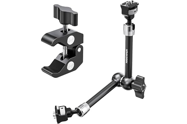 NEEWER 11" Articulating Magic Arm Clamp Mount with Super Clamp, Camera Monitor Mount with 1/4" 3/8" ARRI Locating Pins & Holes for DSLR Action Camera Video Light Compatible with SmallRig Cage, ST16C