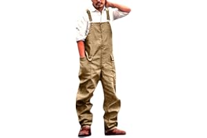 BIISDOST Dungarees for men: work trousers jeans with braces jumpsuit men's long leg many pockets wide cut denim jumpsuit streetwear jeans retro bib skinny fit casual trousers
