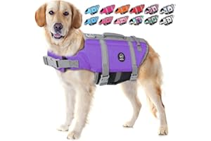 EMUST Life Jackets for Dogs, Dog Swimming Vests for Boating, Beach with High Buoyancy, Dog Swim Vest for Small/Medium/Large Dogs, M, Purple