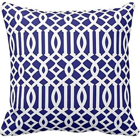 Navy Blue and White Modern Trellis Pattern Throw pillow case cover 22*22