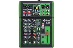 D Debra Mixer audio professionale con 99 effetti digitali DSP, 4 canali, ingresso USB/MP3, 48 V, alimentazione phantom, per console per DJ, casa, karaoke e studio di registrazione (DI-4UX)