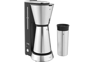 ‎WMF WMF Küchenminis Aroma Filterkaffeemaschine klein mit Thermoskanne, 870 Watt, Thermobecher to go, kleine single Kaffeemaschine mit Timer, cromargan matt