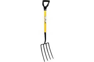 JCB - Professional Solid Forged Garden Fork - Lightweight Garden Digging Fork - Professional Metal Long Handle Heavy Duty Gardening Tool - Home Improvements, Digging, Mucking Out, Manure, Weeding