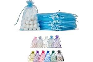 Soul Projekt [50 unidades] Bolsas de regalo de organza, para regalos, joyas, cumpleaños, bolsas de fiesta. Bolsas de organza para todas las ocasiones. Azul Claro Organza Bags Light Blue 10x15 x50