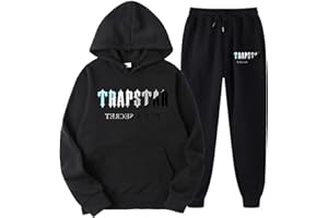 BYIYGSL Set di Tuta da Uomo e Donne Trapstar di Marca alla Moda,Giacca con Cappuccio E Pantaloni,Felpa con Cappuccio,Set Felpa In Pile Con Cappuccio