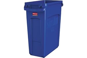 Rubbermaid Commercial Products 1971257 Cubo de Basura con Ranuras de Ventilación, 60 L, Azul