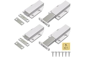 Push to Open Door Catches Jiayi Cabinet Magnetic Push Door Catches Cupboard Push Latch Release Door Magnet Kitchen Drawer Closer Push Opener for RV Door Damper Large Wardrobe Closure (4 Pack, White)