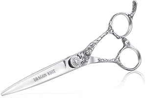 DRAGON RIOT Ciseaux Coiffure Professionnel Ciselure Vintage Argent Inox Coupant Ciseaux Cheveux Frange Ciseaux Coiffure Taille 6 Pouces Acier Japonais 440C pour Coiffeur Débutant Etudiant Enfant Femme Homme