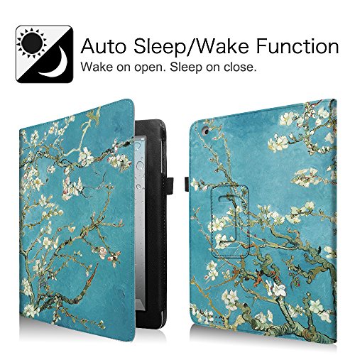 Fintie iPad 2 / 3 / 4 Hülle Case – Folio Slim Fit Kunstleder Schutzhülle Cover Tasche Etui mit Auto Schlaf / Wach Funktion für Apple iPad 2 / iPad 3 / iPad 4, Mandelblüten - 2
