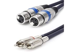 HTRUIYATY Cable Hembra 2×XLR a Cable 2×RCA, Conector XLR-RCA, Micrófono XLR Cable Audio Amplificador de Potencia (5 m)