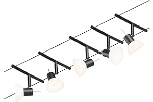 Paulmann Set Sheela Sistema de Cableado, Corduo, Corriente Continua, Máx. 5x10 W, Bombilla Tipo GU5,3, Sistema de Cableado, Bombilla No Incluida, Cable de Plástico, Color Negro, 94450