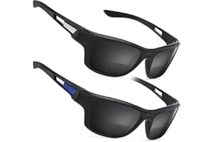 Missfive Premium Bifokal Lese-Sonnenbrille für Männer Leichtes Gewicht Rundherum-design Sonnenbrille UV-Schutz Sport/Außenbereich/Fahren (schwarz, +2.50)