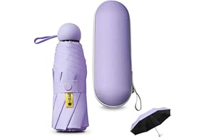 Sykrawki Paraguas Plegable Ultra Compacto para Viaje - Portátil, 8 Costillas Resistente al Viento | Protección UV 99% Impermeable | Unisex para Hombres y Mujeres