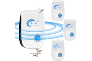 PUTAII Repellente ad Ultrasuoni, 4 Pack Antizanzare Ultrasuoni, Repellente Zanzare Ultrasuoni & Controllo dei Elettronica Anti Topi, Zanzare, Formiche, Mosche, Ragni, Scarafaggi