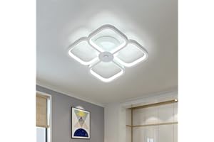 DORLINK Luz de Techo LED moderna, Lámpara de Techo de Cruz Cuadrada de Doble Capa Blanca Simple de 24CM, 32W 6500K Luz Blanca Fría Accesorio de Plafón Interior para Dormitorio, Pasillo